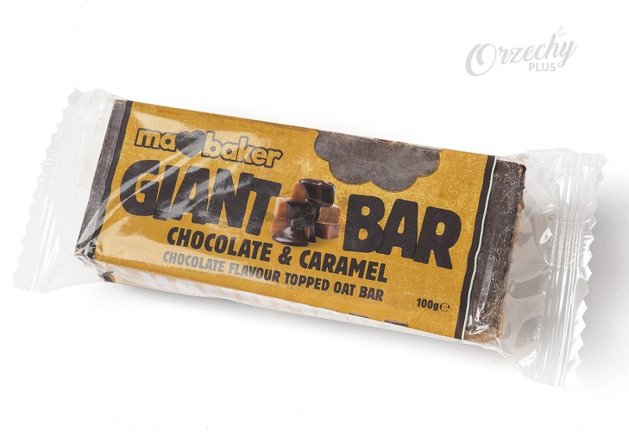 Baton owsiany „Ma Baker Giant Bar“ z karmelem, oblany czekoladą, 100 g