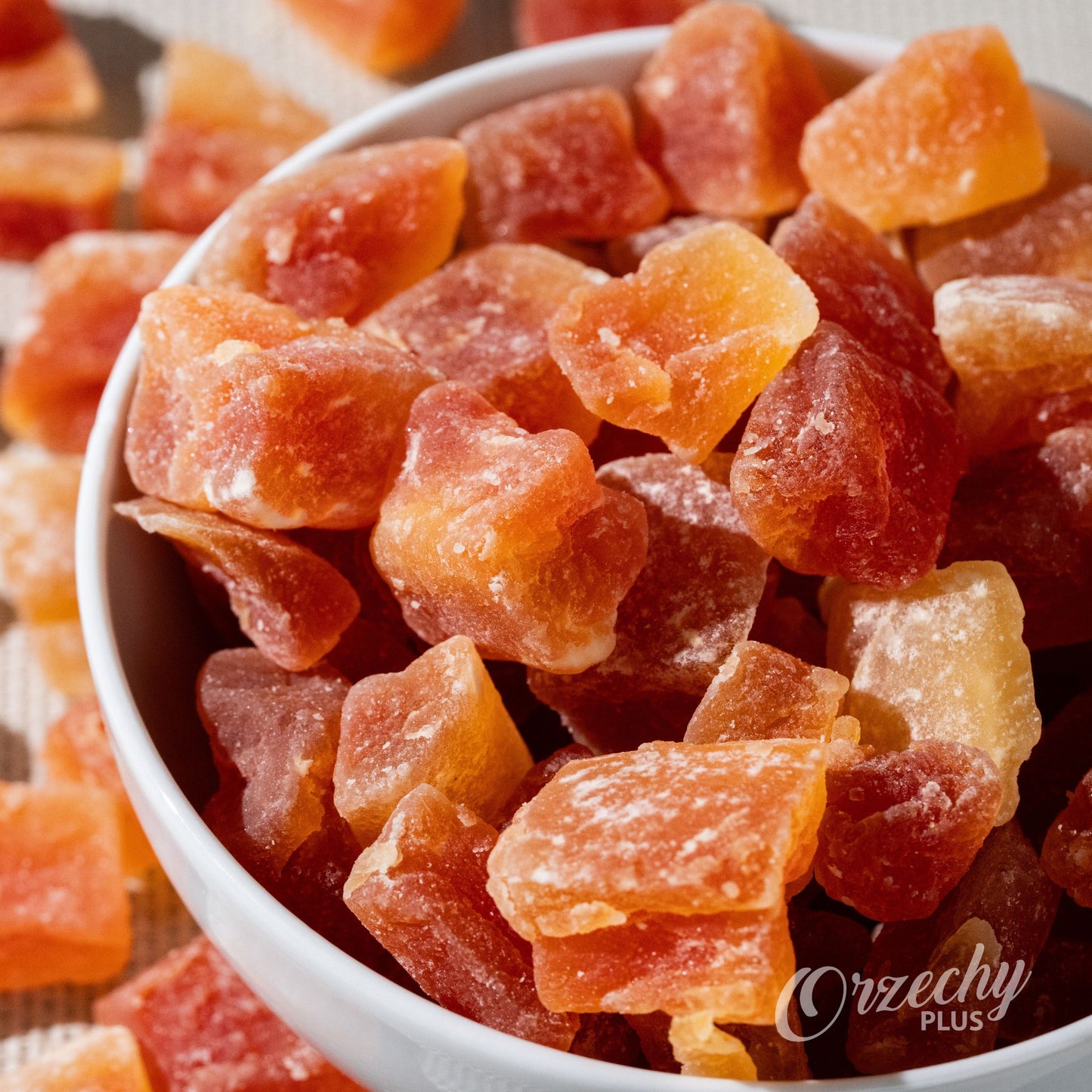 Kandyzowane kostki suszonej papai, duże, 1 kg