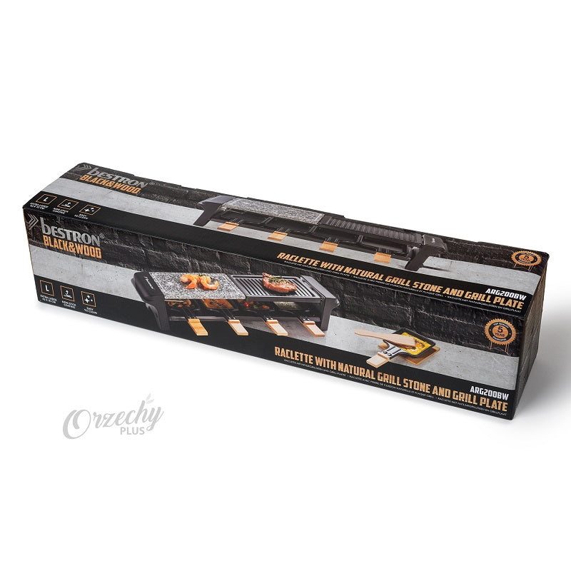 Grill elektryczny „BESTRON“ „Raclette” z linii „Black & Wood”
