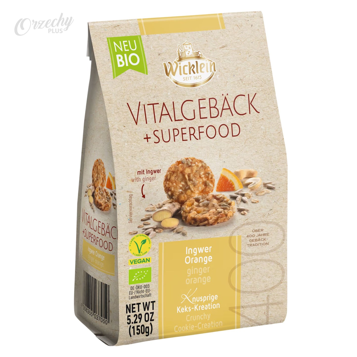 „Wicklein“ ciastka owsiane z imbirem i pomarańczą, 150 g